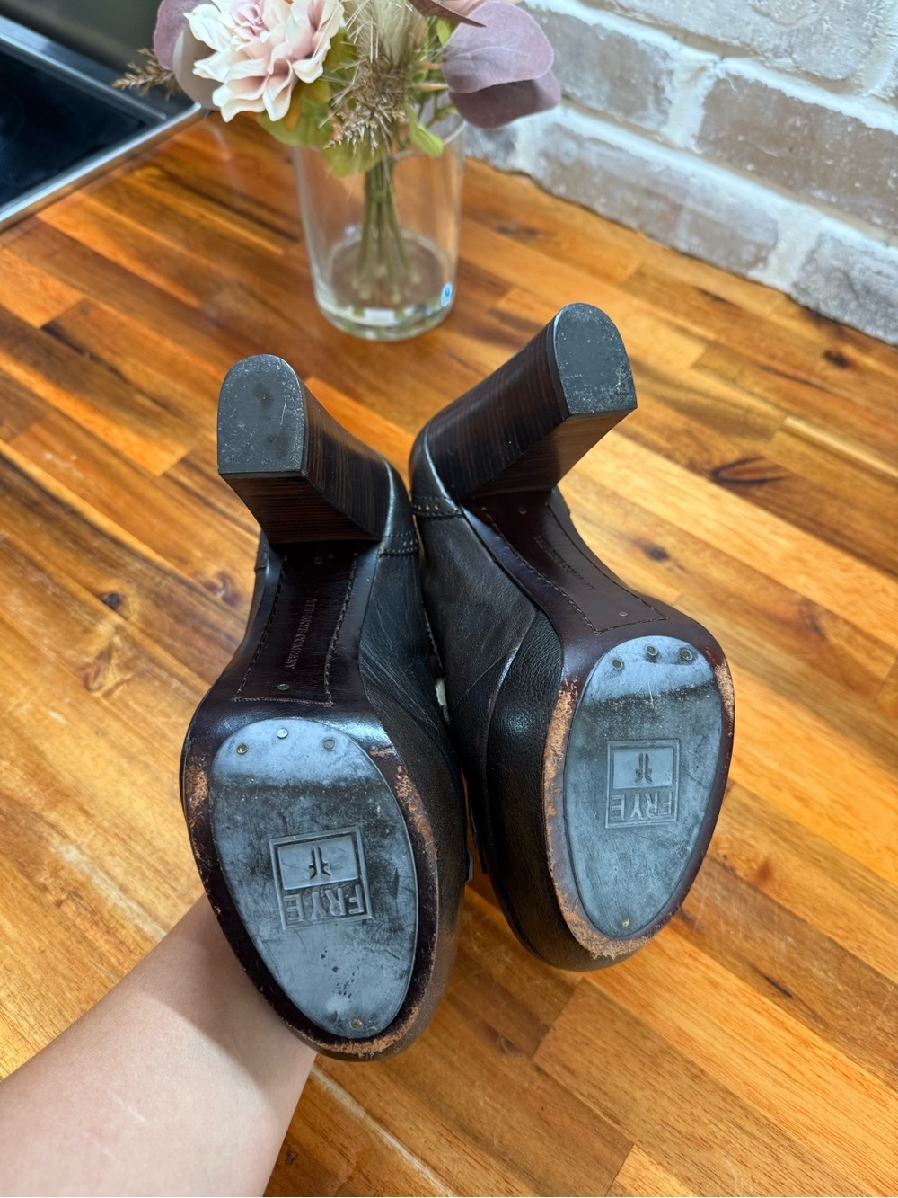 Frye Brown Leather Kiltie Fringe Platform Pumps - Picture 4 of 5